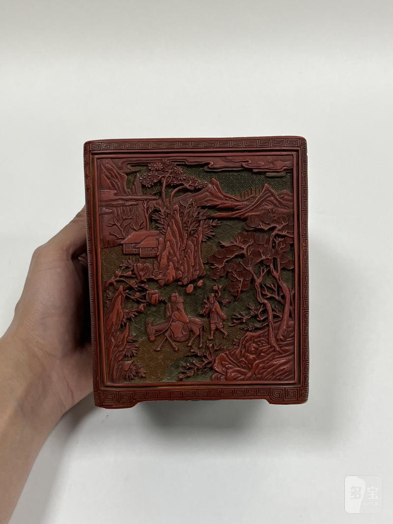 清乾隆剔彩山水人物笔筒一对-多宝古瓷宝典